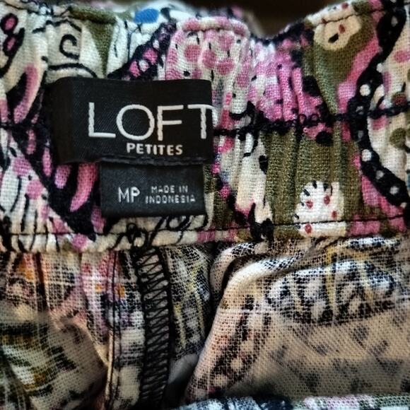 LOFT Size MP PM Medium Petite Linen Blend Floral Print Pull On Shorts Pockets - Picture 3 of 4